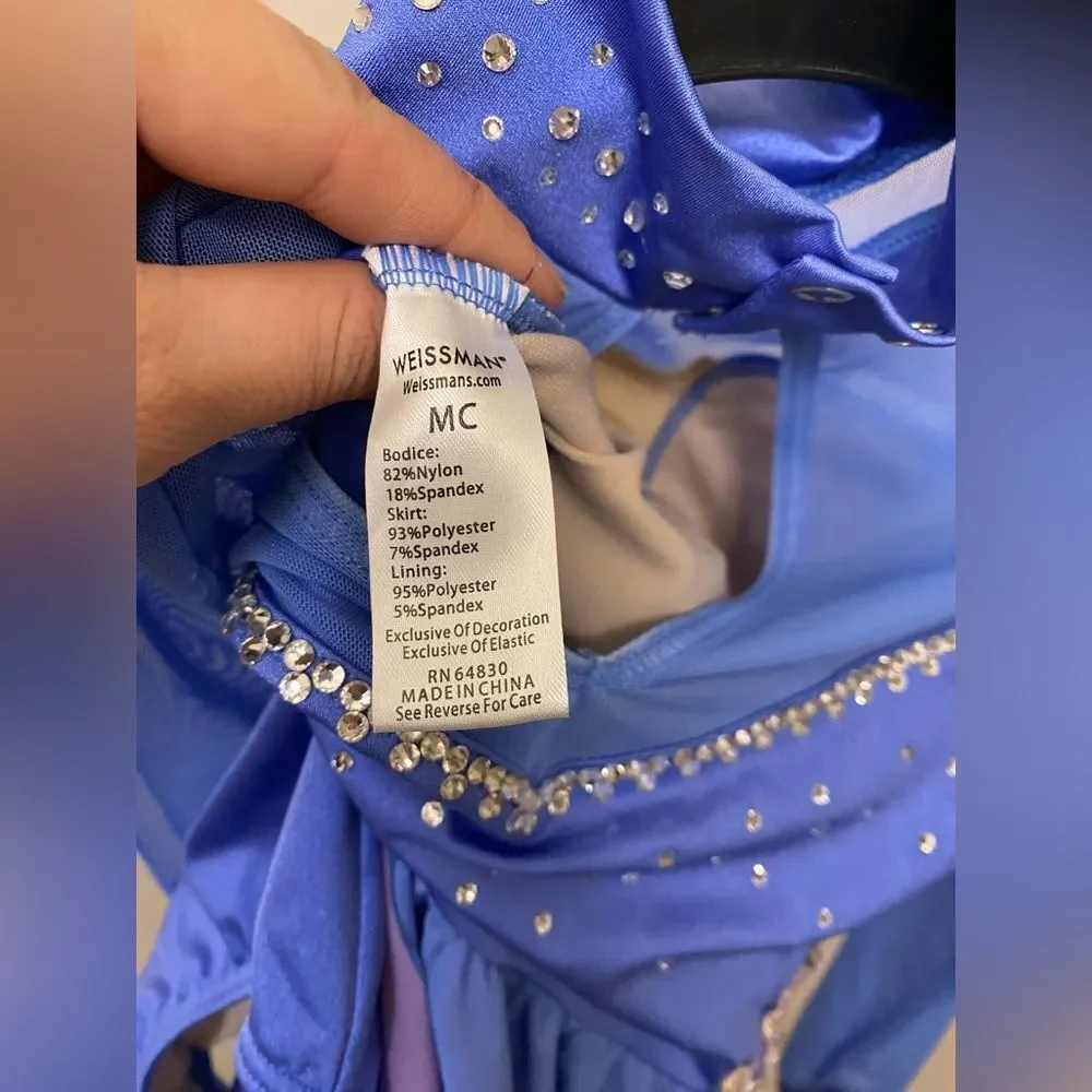 WEISSMAN Dance Costume blue I'M WITH YOU 14106 rhinestone leotard custom MC